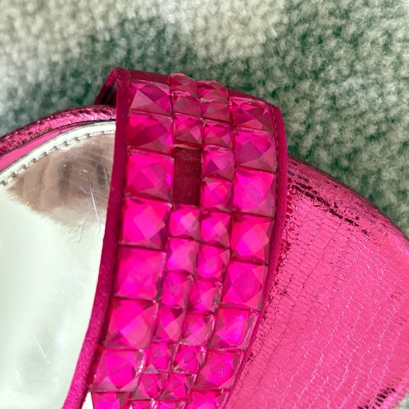 Vintage Gianni Bini Woman’s 6M 4” Heel Pink Rhinestone Open Toe High Heels - Picture 7 of 7